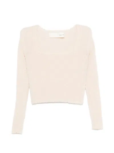 Isabel Benenato Textured-finish Cropped Sweater In Neutral