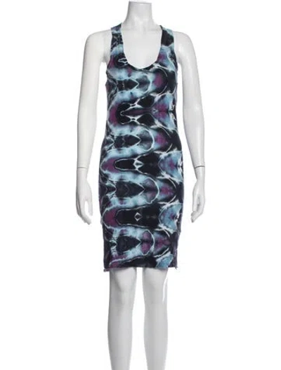 Pre-owned Isabel Benenato Tie-dye Print Mini Dress In Blue