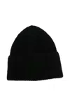 Isabel Benenato Turn Up-brim Beanie In Black