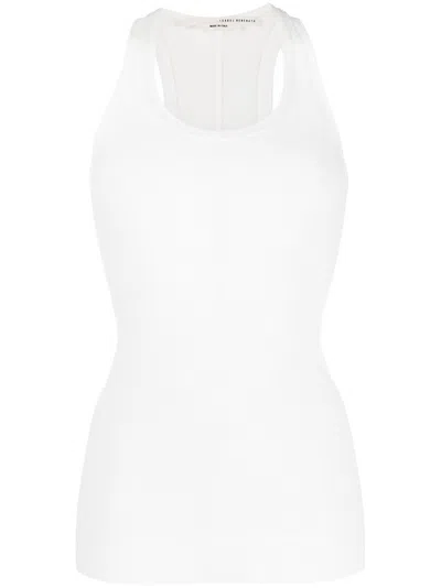 Isabel Benenato U-neck Ribbed Tank Top In Weiss