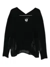 Isabel Benenato V-neck Open-knit Sweater In Black