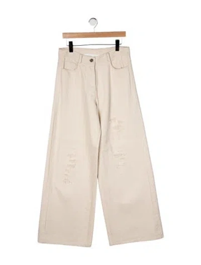 Pre-owned Isabel Benenato Vintage Wide Leg Jeans W/ Tags In Neutrals