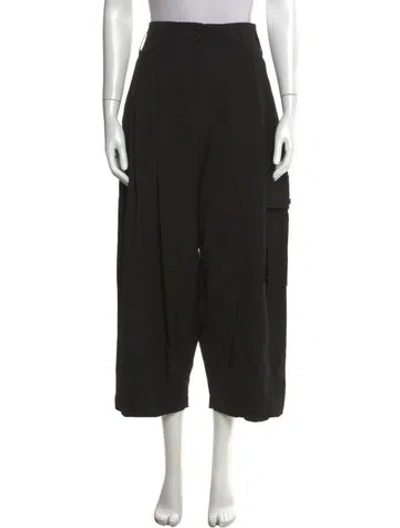 Pre-owned Isabel Benenato Virgin Wool Wide Leg Pants In Black