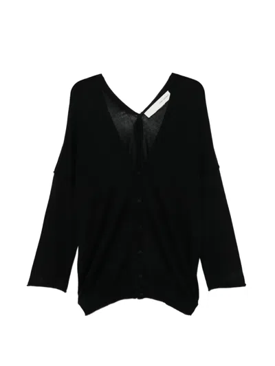 Isabel Benenato V-neck Buttoned Cardigan In Black