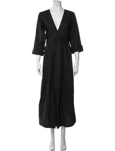 Pre-owned Isabel Benenato V-neck Long Dress In Black