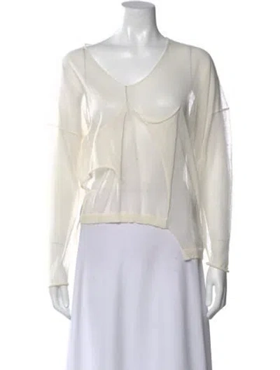 Pre-owned Isabel Benenato V-neck Long Sleeve Top In Neutral