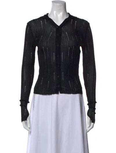 Pre-owned Isabel Benenato V-neck Long Sleeve Top W/ Tags In Black