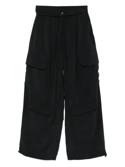 Isabel Benenato Wide-leg Cargo Pants In Black