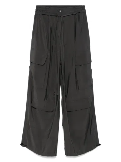 Isabel Benenato Wide-leg Cargo Pants In Grey