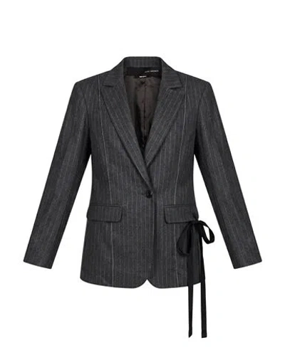 Isabel Benenato Woman Blazer Charcoal Size 2 Wool, Cotton, Polyester In Blue