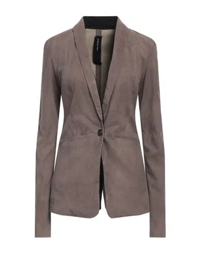 Isabel Benenato Woman Blazer Dove Grey Size 10 Leather