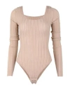 Isabel Benenato Woman Bodysuit Beige Size L Viscose, Polyester In Beige