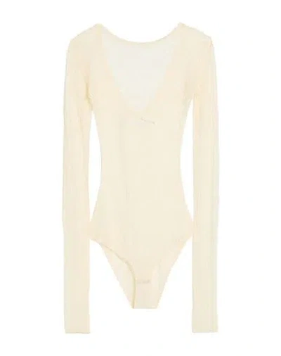 Isabel Benenato Woman Bodysuit Off White Size 6 Viscose