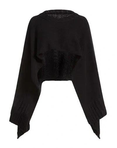 Isabel Benenato Woman Cape Black Size Onesize Cotton, Polyamide