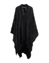 Isabel Benenato Woman Cape Charcoal Size Onesize Baby Alpaca Wool, Polyamide, Mohair Wool, Wool In Black