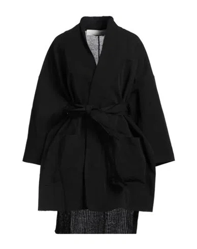 Isabel Benenato Woman Cardigan Black Size 6 Cotton, Linen