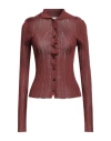 Isabel Benenato Woman Cardigan Brown Size 8 Viscose In Brown