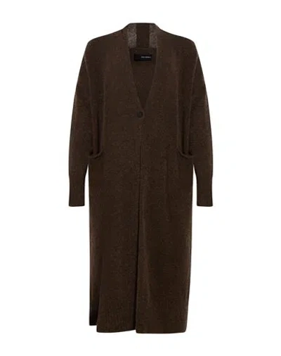 Isabel Benenato Woman Cardigan Chocolate Brown Size M Cashmere, Silk, Polyamide, Elastane In Blue