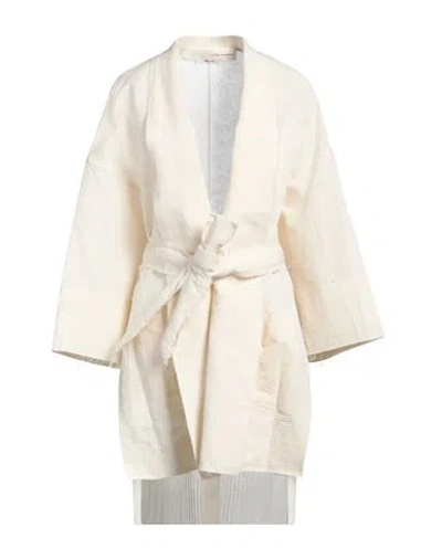 Isabel Benenato Woman Cardigan Cream Size 6 Cotton, Linen In White