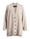 Isabel Benenato Woman Cardigan Taupe Size M Cashmere, Wool