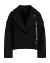 Isabel Benenato Woman Coat Black Size 10 Virgin Wool, Polyamide