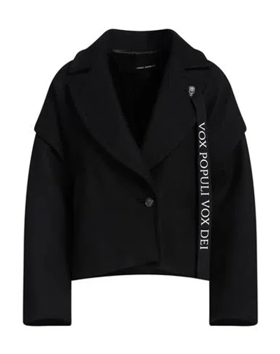 Isabel Benenato Woman Coat Black Size 10 Virgin Wool, Polyamide