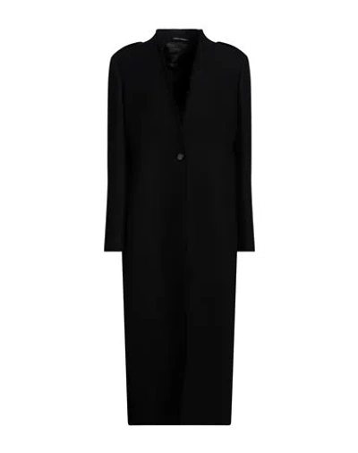 Isabel Benenato Woman Coat Black Size 4 Virgin Wool, Polyamide