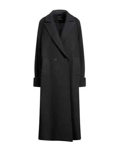Isabel Benenato Woman Coat Black Size 6 Virgin Wool, Polyamide, Merino Wool