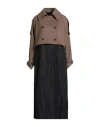 Isabel Benenato Woman Coat Khaki Size M Virgin Wool, Polyamide, Polyester