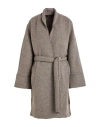 Isabel Benenato Woman Coat Taupe Size 8 Virgin Wool, Polyester, Merino Wool, Cotton, Polyamide In Gray