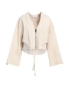 Isabel Benenato Woman Denim Outerwear Off White Size 8 Cotton