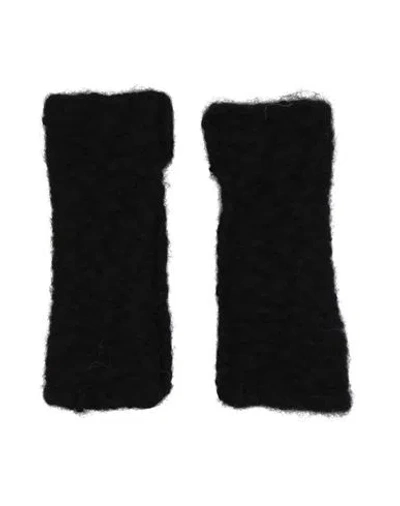 Isabel Benenato Woman Gloves Black Size Onesize Alpaca Wool, Polyamide, Wool