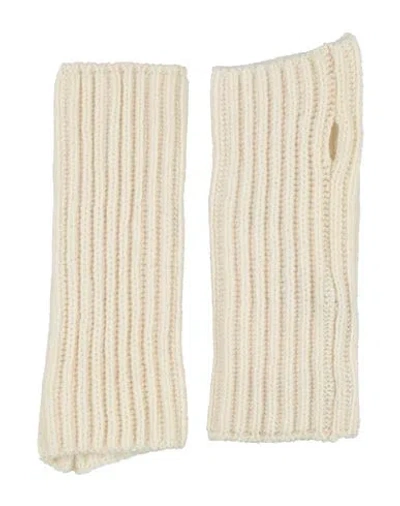 Isabel Benenato Woman Gloves Cream Size Onesize Cashmere, Wool In White