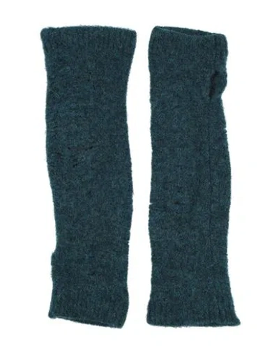 Isabel Benenato Woman Gloves Deep Teal Size Onesize Cashmere, Wool In Blue