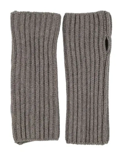 Isabel Benenato Woman Gloves Light Brown Size Onesize Cashmere, Wool In Gray