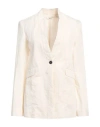 Isabel Benenato Woman Jacket Ivory Size 12 Cotton, Linen In White