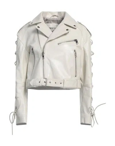 Isabel Benenato Woman Jacket Off White Size 4 Leather