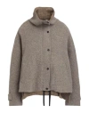 Isabel Benenato Woman Jacket Taupe Size 6 Virgin Wool, Polyester, Merino Wool, Polyamide, Elastane