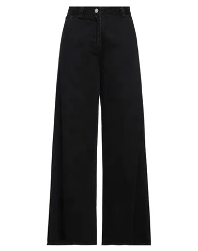 Isabel Benenato Woman Jeans Black Size 8 Cotton