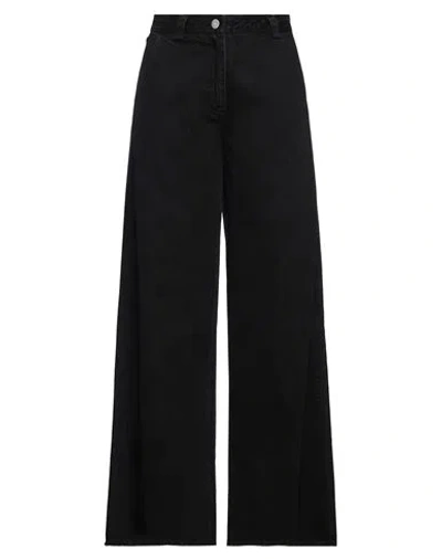 Isabel Benenato Woman Jeans Black Size 8 Cotton In Black