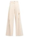 Isabel Benenato Woman Jeans Ivory Size 10 Cotton