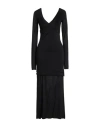 Isabel Benenato Woman Maxi Dress Black Size 0 Virgin Wool, Polyamide In Black