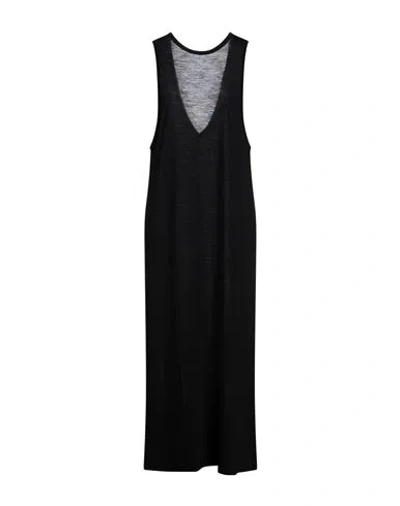 Isabel Benenato Woman Maxi Dress Black Size 4 Virgin Wool, Polyamide