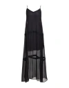 Isabel Benenato Woman Maxi Dress Black Size 8 Cotton, Silk, Viscose In Black