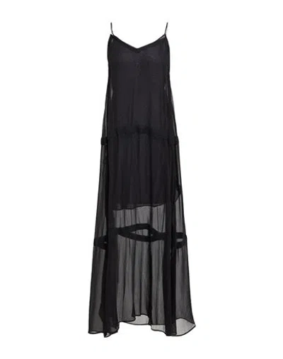 Isabel Benenato Woman Maxi Dress Black Size 8 Cotton, Silk, Viscose