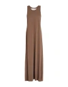 Isabel Benenato Woman Maxi Dress Brown Size 4 Viscose, Polyester