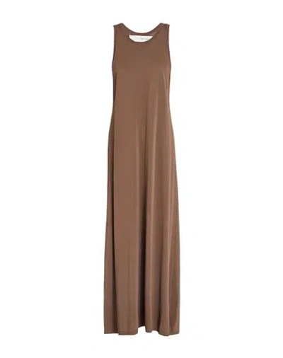 Isabel Benenato Woman Maxi Dress Brown Size 4 Viscose, Polyester
