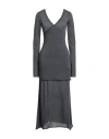 Isabel Benenato Woman Maxi Dress Charcoal Size 6 Virgin Wool, Polyamide In Gray