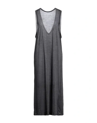 Isabel Benenato Woman Maxi Dress Steel Grey Size 4 Virgin Wool, Polyamide