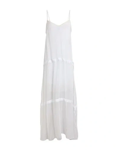 Isabel Benenato Woman Maxi Dress White Size 4 Cotton, Silk, Viscose